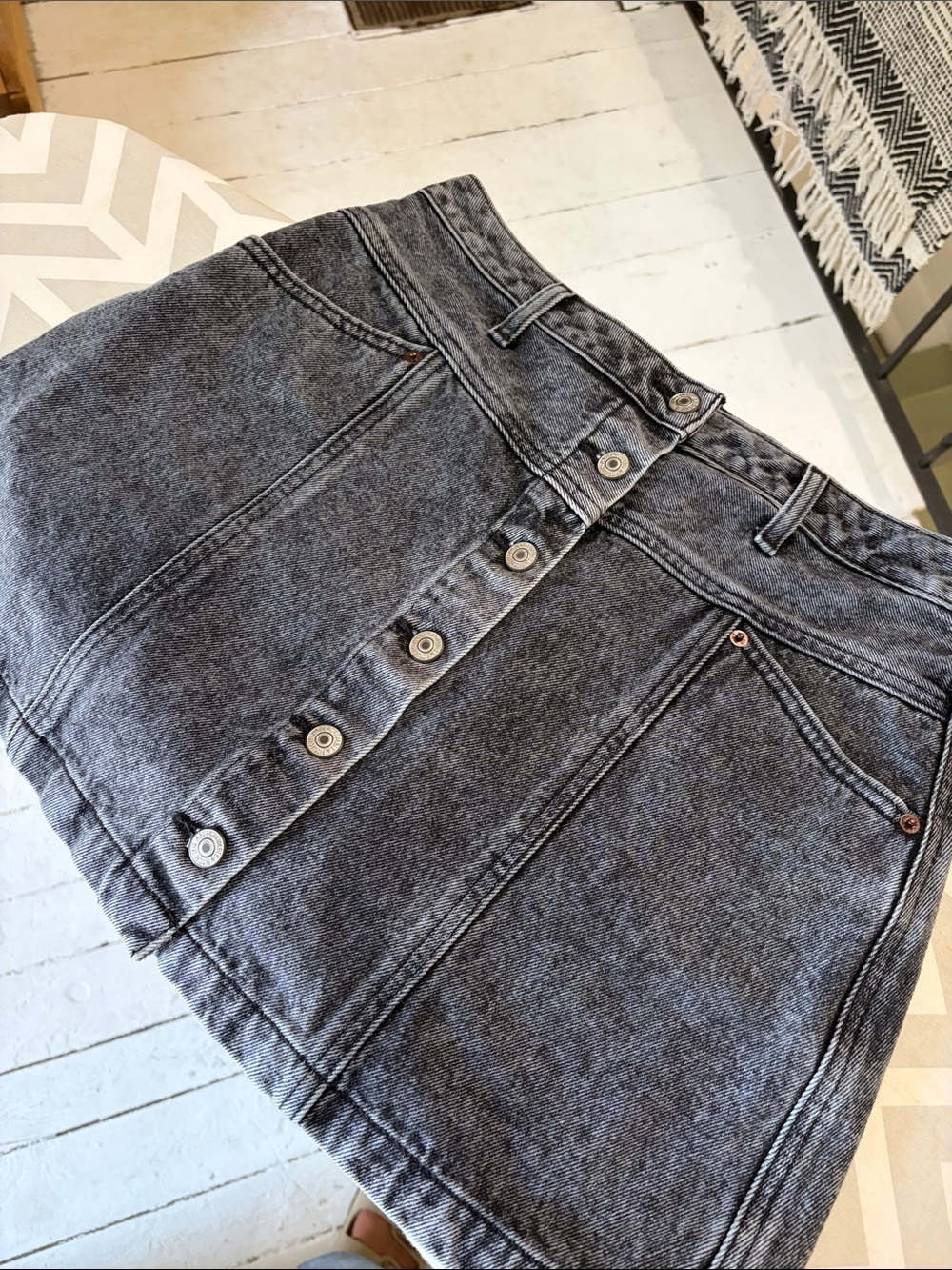 Abercrombie & Fitch Black Washed Denim Mini Skirt